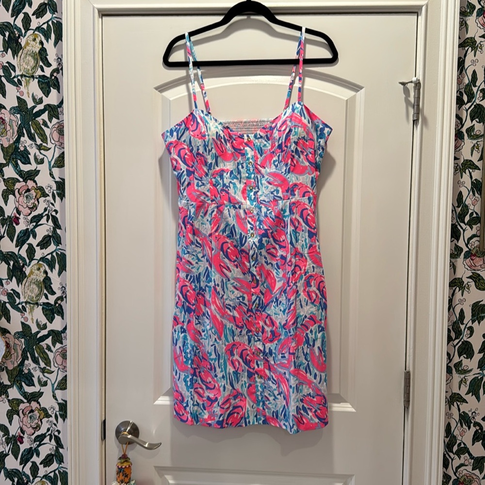 Lilly Pulitzer Easton Shift Dress in Cosmic Coral Cracked Up Size 16 NWT